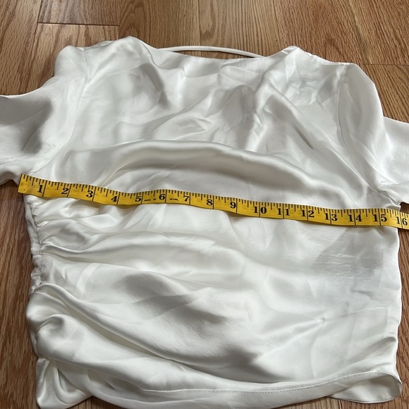 New! Zara small satin effect tucked back open long sleeve top. - Picture 10 of 10